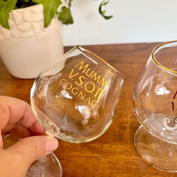 MUMM VSOP Cognac Brandy Snifter Glasses with Gold Rim 4-3/8" tall - Picture 4 of 7